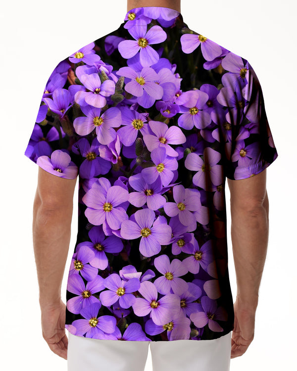 
Summer Resort Wear Mens Short Sleeve Hawaiian Shirt Casual Button Up Tropical Flowers 3D Floral Print Shirt Tops Purple
                