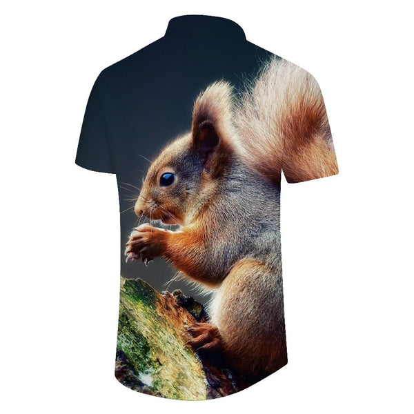 
Forest Squirrel Men's Casual Short Sleeve Shirt Button Dress Shirt Summer Hawaii Cute Animal Short Sleeve
                
