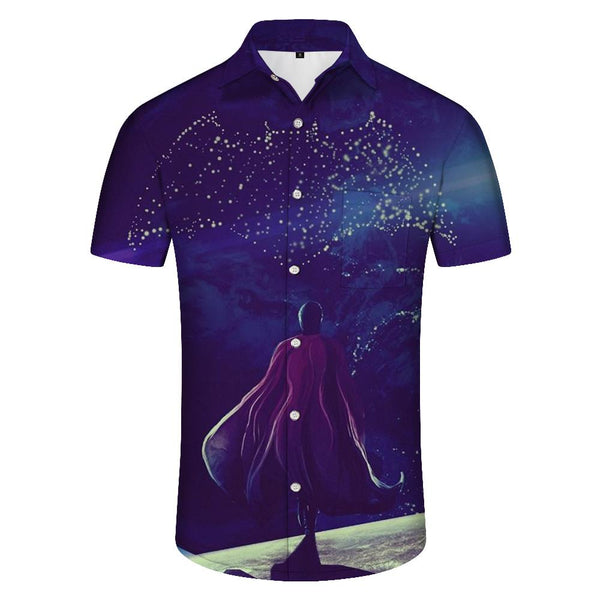 
Fashion button-down top digital printing pattern men's outdoor walking and fishing Hawaiian regular style comfortable breathable short-sleeved shirt cartoon
                