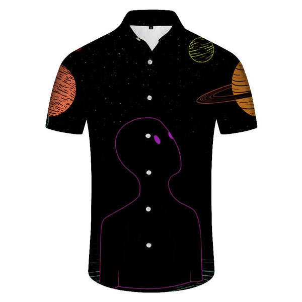 
Short Sleeve Black Abstract Cartoon Outer Space Shirt Mens Retro Casual Button Down Hawaiian Button Down Everyday Fishing Party Beach Shirt
                