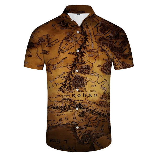 
Middle-earth Map Men's Short Sleeve Casual Tropical Button Beach Shirt Hawaiian Button Down
                