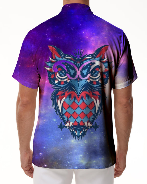 
Colorful Owl Mandala Men's Short Sleeve Shirt Button Down Collar Shirts with Pocket
                