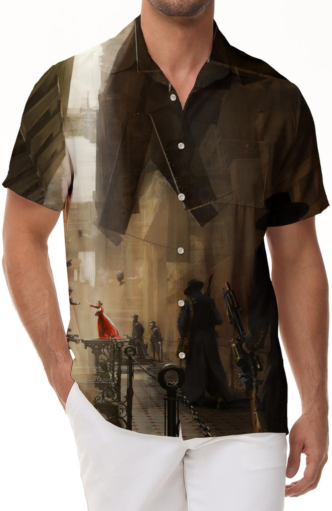 European and American printed men's summer casual fashion style short-sleeved clothes short-sleeved tops Hawaiian shirts