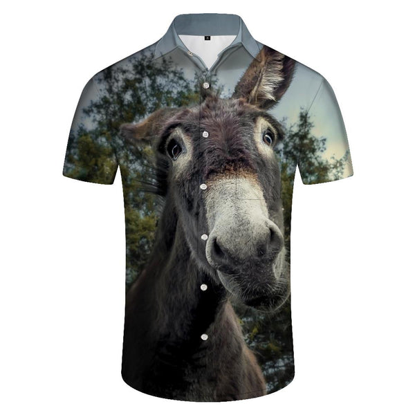 
Silly Animal Donkey Tropical Rainforest Men's Casual Style Short Sleeve Shirt Hawaiian Button Lapel Pocket Shirt Short Sleeve Men's Casual
                
