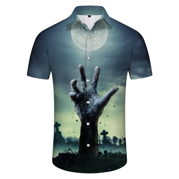 
Zombie Hands Men's Halloween Night Shirt Short Sleeve Printed Regular Shirt Lapel Casual Top
                