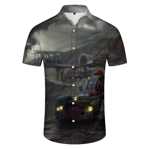 
Retro Development Channel Men's Casual Loose Short Sleeve Shirt Hawaii Four Seasons Beach Party
                