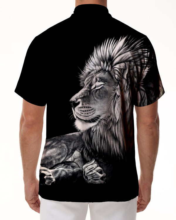 
Fashionable Gray Animal Lion King Black 3D Printed Pattern Men's Short Sleeve Hawaiian Shirt Short Sleeve Summer Casual Beach Fashion
                