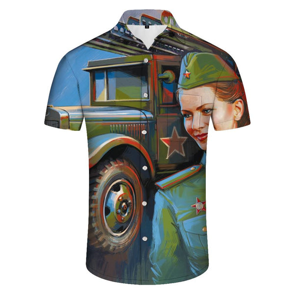 
Veteran Retired Soldier Button Down Hawaiian Short Sleeve Men's Hawaiian Shirt Shirt Collection
                