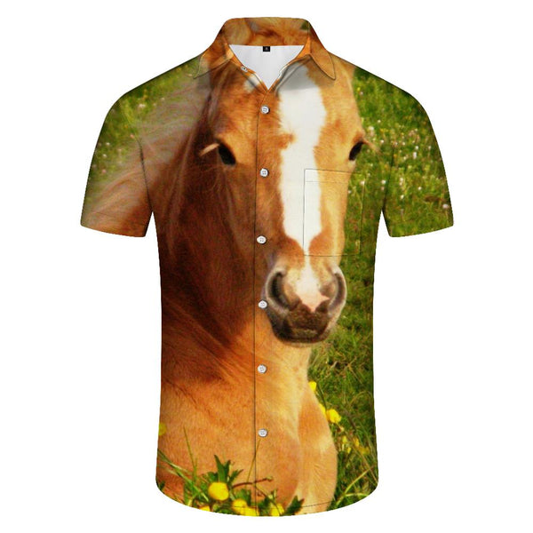 
Diggital Print Animal Horse Graphic Shirts For Men Short Sleeves Casual Loose Beach Hawaiian Shirt Blouses Mens Oversized Tops
                