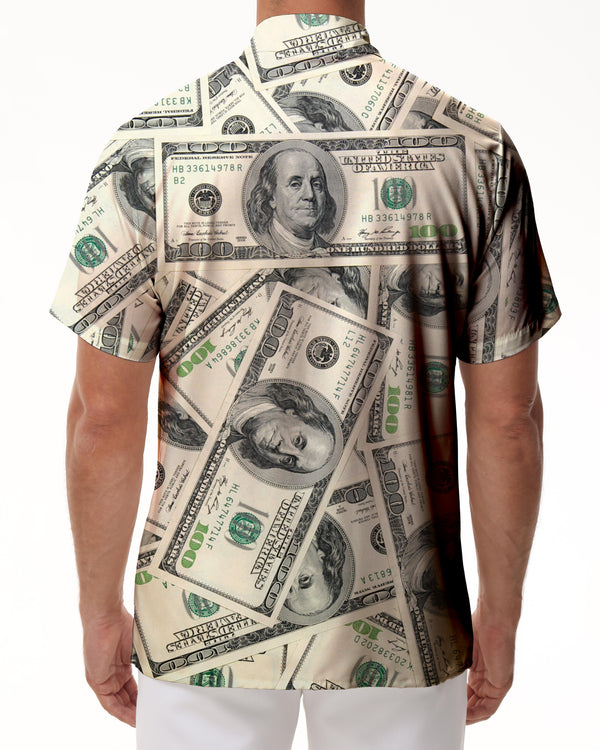 
Dollar picture digital print men's money style short sleeve casual shirt fun tops cool clothing
                