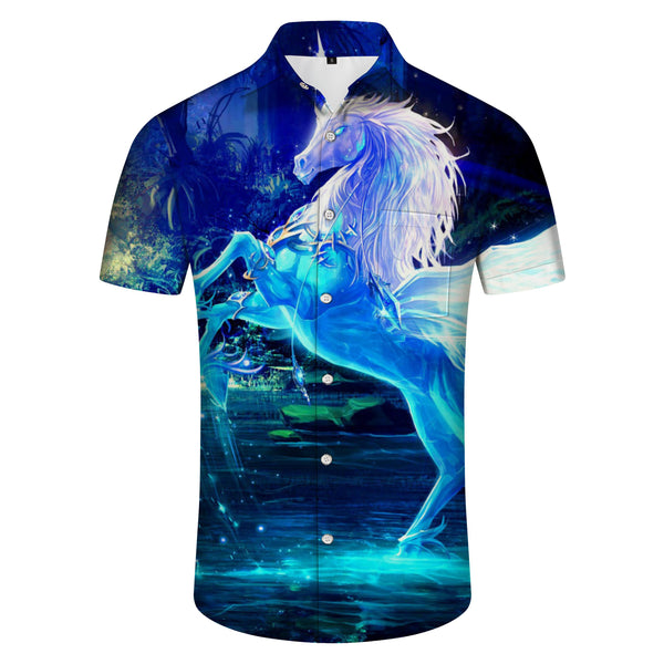 
Shiny Pegasus All Seasons Tropical Everyday Short Sleeve Men's Hawaiian Shirt Casual Button-Down Top for Loose Fit Travel
                