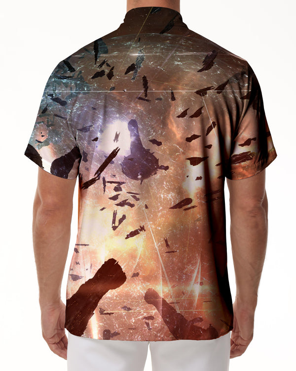 
Sci-fi Space War Spaceship and Soldiers Print Hawaiian Button Pocket Short Sleeve Shirt 3D Digital Printing
                