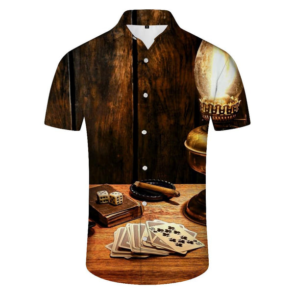 
Casino and Poker Chips Printed Shirt Hawaiian Tropical Button Men Casual Outdoor Street Fishing Seaside Beach Party
                