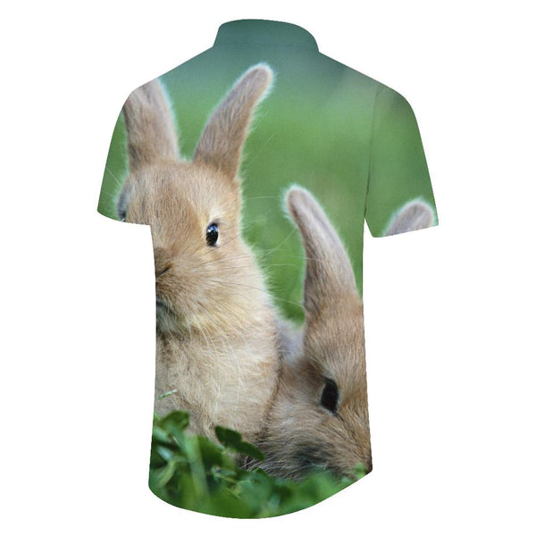 
Rabbit Print Men's Shirt Button Down Dress Shirts Summer Casual Short Sleeve Tops for Office Travel Beach
                