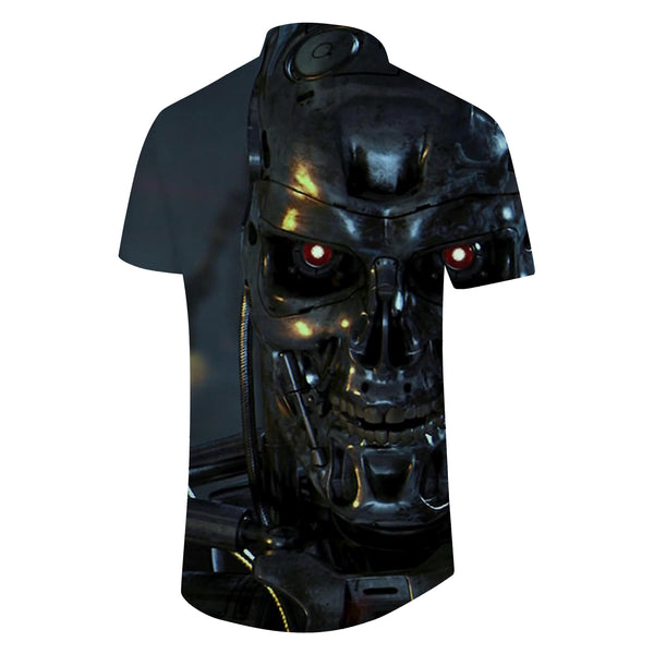 
Mecha Punk Mens Hawaiian Shirt Short Sleeve Dark Button Beach Shirt Trendy
                