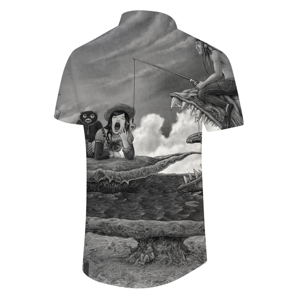 
Cartoon black and white men's Hawaiian shirt men's loose Hawaiian shirt short sleeve four seasons casual beach shirt
                