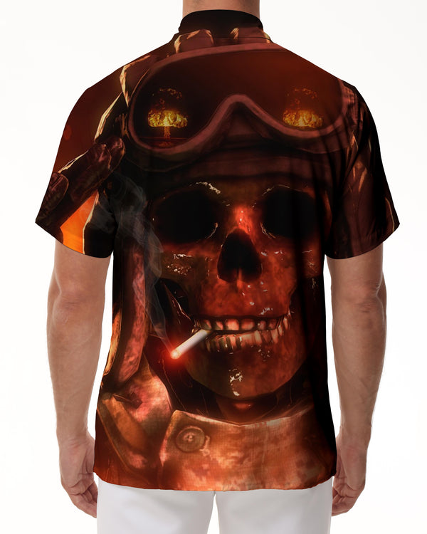 
Flame Heavy Metal Skull Man Smoking Men's Hawaiian Shirt Casual Button Vacation Top Summer Short Sleeve Shirt
                