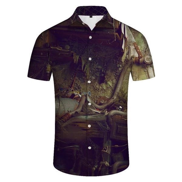 
Men's Summer Casual Digital Print Tropical Hawaiian Casual Button-Up Short Sleeve Shirt
                