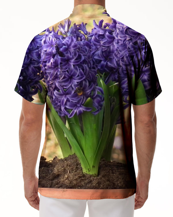 
Flower Purple Hyacinth Men's Casual Daily Vacation Short Sleeve Tropical Four Seasons Hawaiian Button Lapel Pocket Short Sleeve Shirt Tops
                