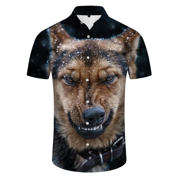 
Beach Fierce Dog Style Lapel Shirt Hawaiian Print Short Sleeve Fashion Men Summer Holiday Casual Clothes Tops Comfortable
                
