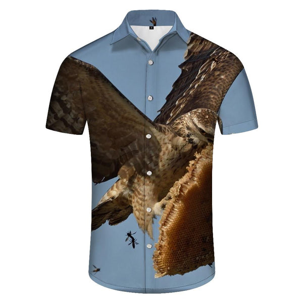 
Owl in the sky snowflakes men's Cuban shirt short sleeve button down Hawaiian shirt summer casual beach shirt fashion
                