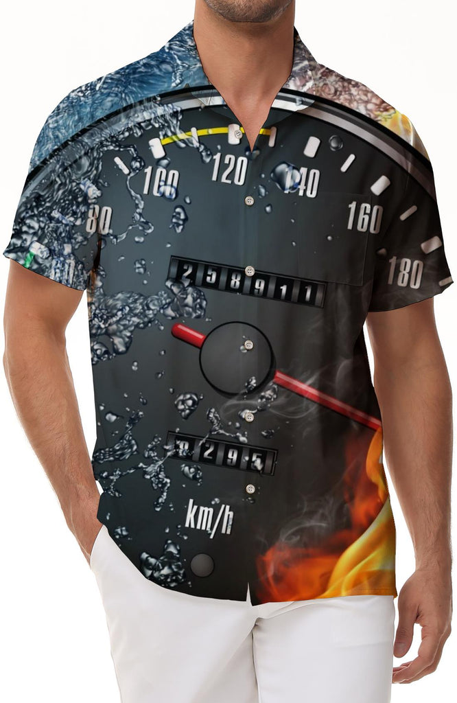 Water meter casual loose men's casual loose short-sleeved shirt printed summer casual short-sleeved shirt Hawaiian tropical four seasons clothes