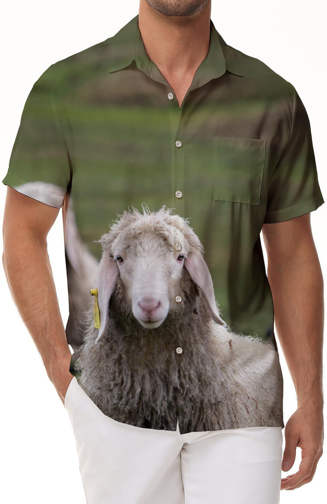 Skinny Sheep Trend Comfortable Breathable Short Sleeve Button Hawaiian Shirt Summer Leisure Beach Lined Short Sleeve