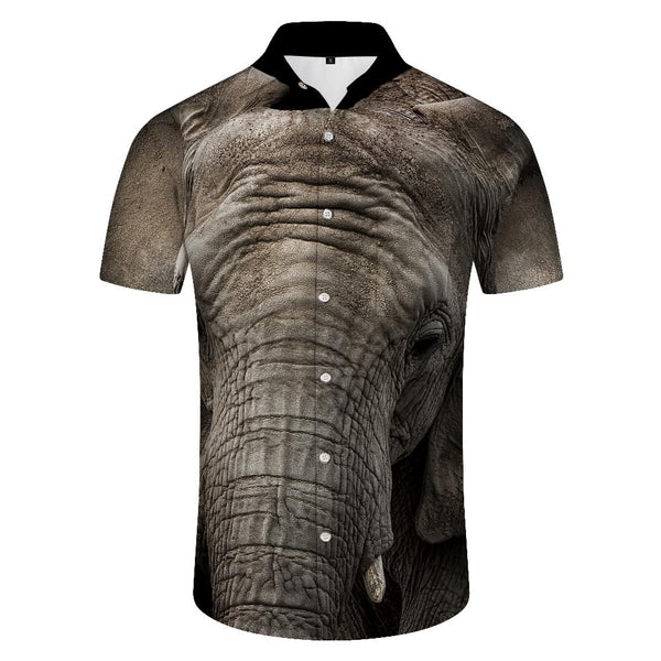 
Wildlife Men's African Elephant Print Short Sleeve Button-Down Shirt Casual Hawaiian Button-Down Regular Fit
                