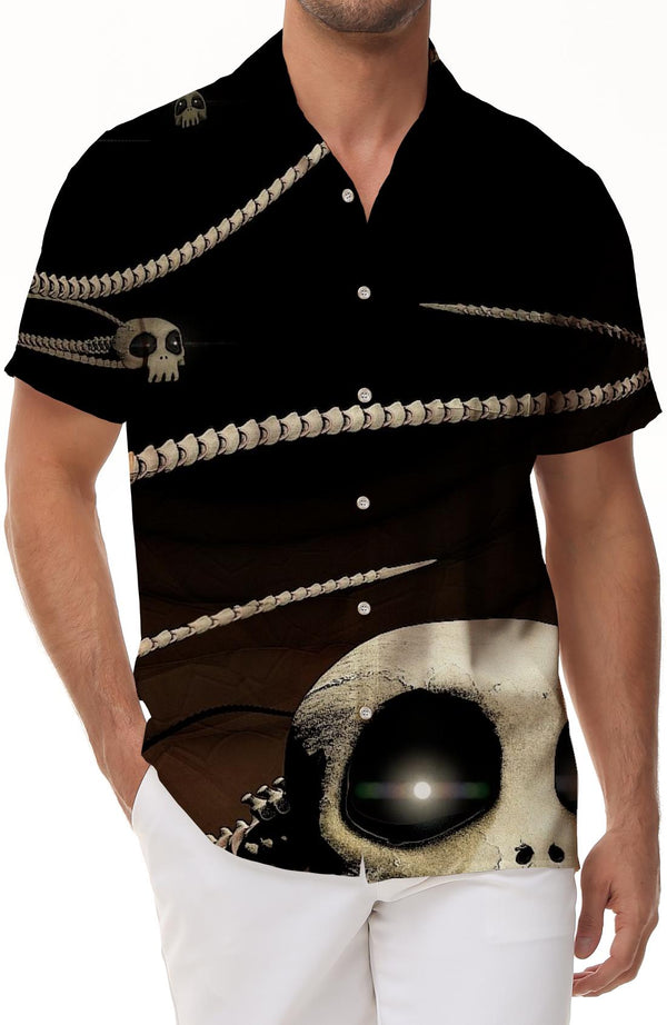 Summer Beach Shirt with Pockets Men's Daily Travel Hawaiian Style Shirt Short Sleeve Casual Button Tie