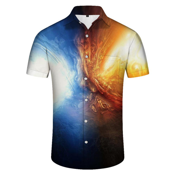 
Fire and Ice Flame Men's Short Sleeve Shirt Casual Button Shirt Pocket Summer Beach Vacation Beach Surfing Play Clothes
                