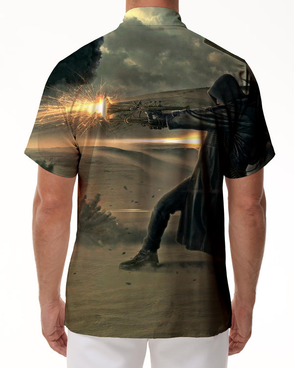 
Fierce Battle Printed Casual Men's Button Short Sleeve Hawaiian Shirt Beach Top Sharpshooter
                