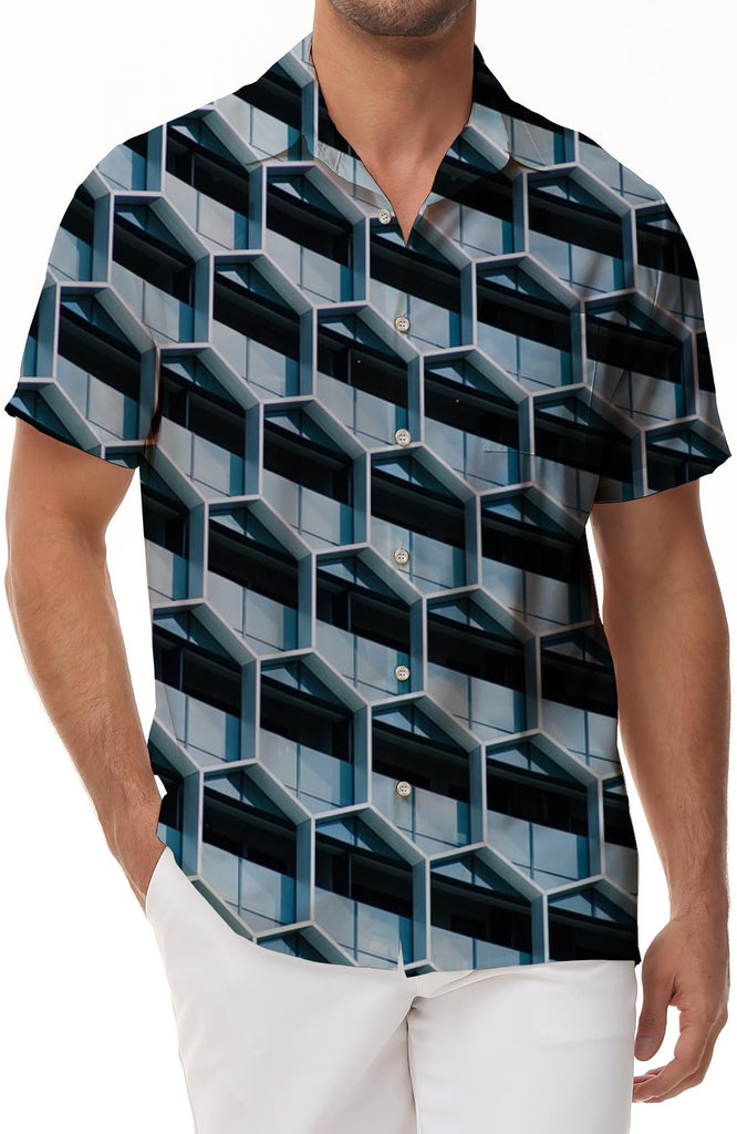 Visual Geometric Men's Casual Loose Daily Travel Tropical Hawaii Beach Seaside Party Tops