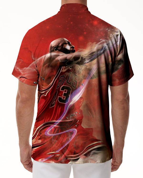 
Sports basketball competition red short-sleeved shirt beach seaside Hawaiian short-sleeved shirt button lapel 3d printed pattern casual daily travel men
                
