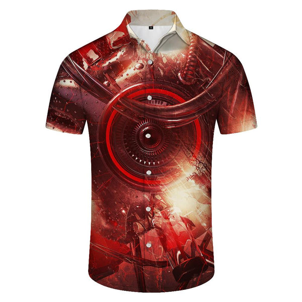 
3d digital printing pattern men's Hawaiian beach shirt sci-fi pattern button shirt summer loose
                