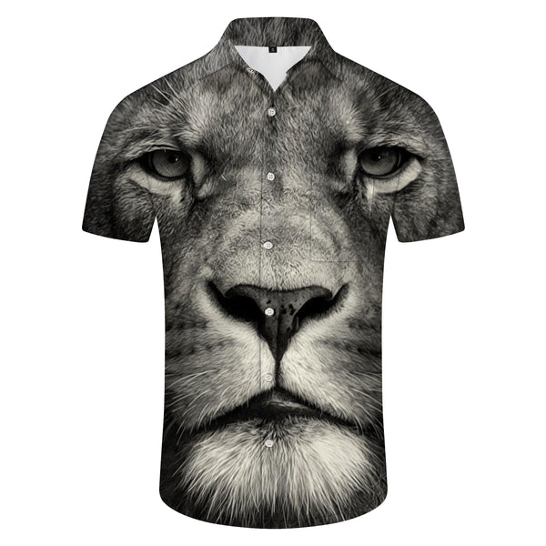 
New summer men's shirt lion 3D printing men's shirt casual style men's shirt fashion trend street loose men's shirt
                