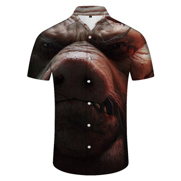 
Playful piglet print Hawaiian shirt trendy tropical summer wear for men retro beachwear
                