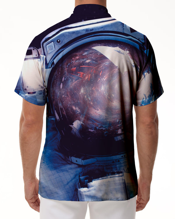 
Short Sleeve Men's Casual Loose Shirt Astronaut Hawaiian Button Lapel Tie Pocket Spaceman Fashion Top Style Stylish
                