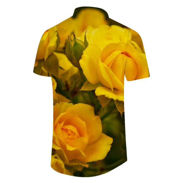 
Mens Hawaiian Shirts Short Sleeve Button Down Shirt Graceful Yellow Rose Flower Hawaiian Shirt for Men Beach Shirts
                