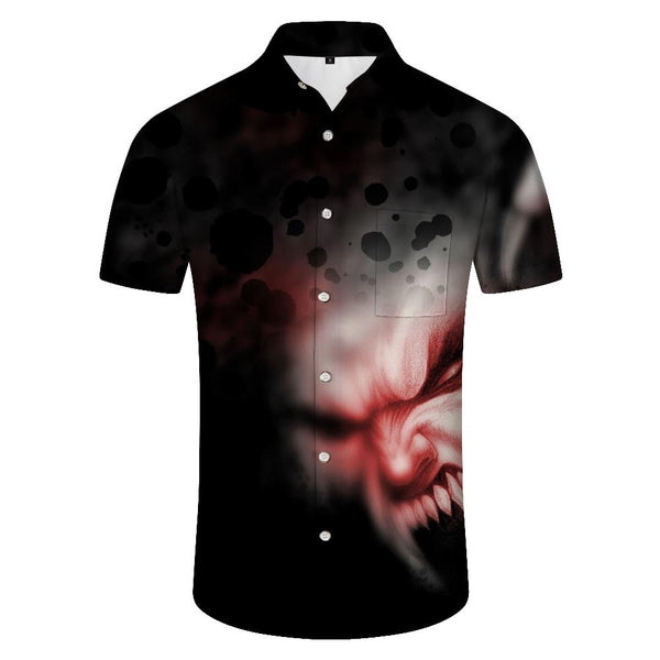 
Black Abstract Demon Skull Men's Short Sleeve Hawaiian Shirt Casual Full 3D Printing
                