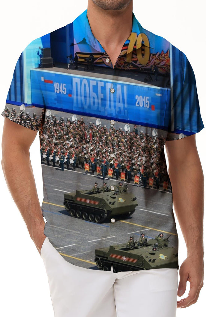 3D Printed Men's Button Lapel Short Sleeve Shirt Fashion Comfortable Breathable Hawaiian Beach Top Seaside