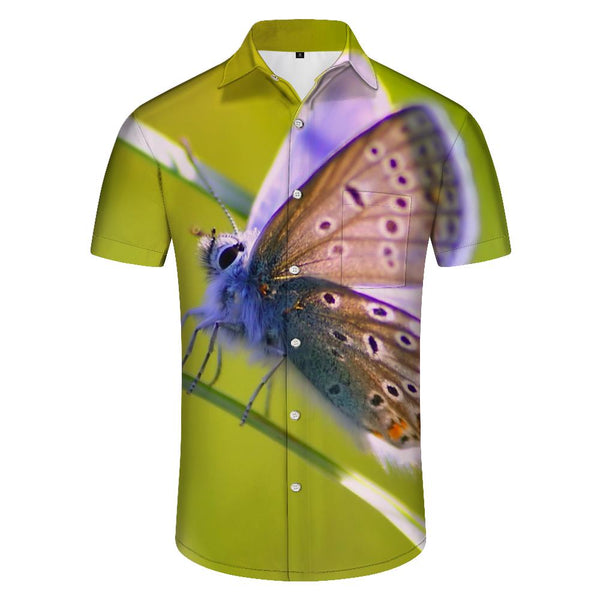 
Season Vintage Animal Print Short Sleeve Shirt Men's Button Lapel Top Fashion Design Four Season Shirt
                