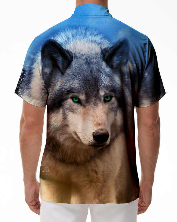 
Wild Wolf 3D Digital Printing Fashion Men's Casual Short Sleeve Button Shirt Summer Short Sleeve Shirt Hawaii
                