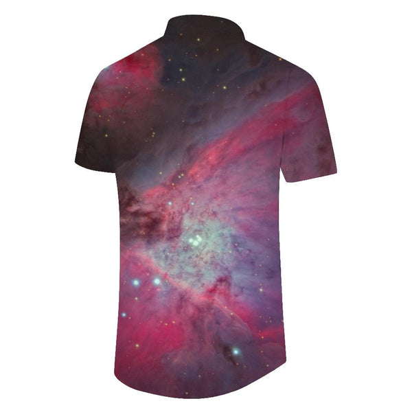 
Colorful Hawaiian button down short sleeve shirt with lapel pockets Galaxy Silver Sea Men's regular casual short sleeve shirt seaside
                