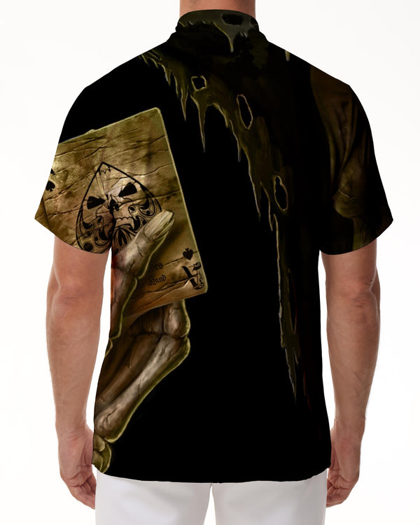 
Poker Short Mens Vintage Shirt 3D Sleeve Shirt Fashion Retro Poker Print Shirt Summer Regular Button Casual Beach Shirt Tops
                