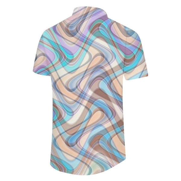 
Geometric button-down lapel men's casual wide tropical Hawaii outdoor daily travel beach shirt
                