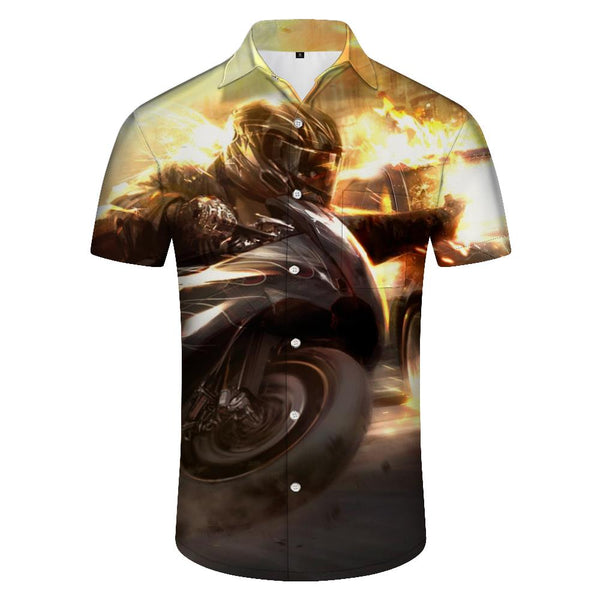 
Comfortable and breathable 3D printed men's short-sleeved shirt retro motorcycle sports leisure fashion casual loose outdoor sports
                