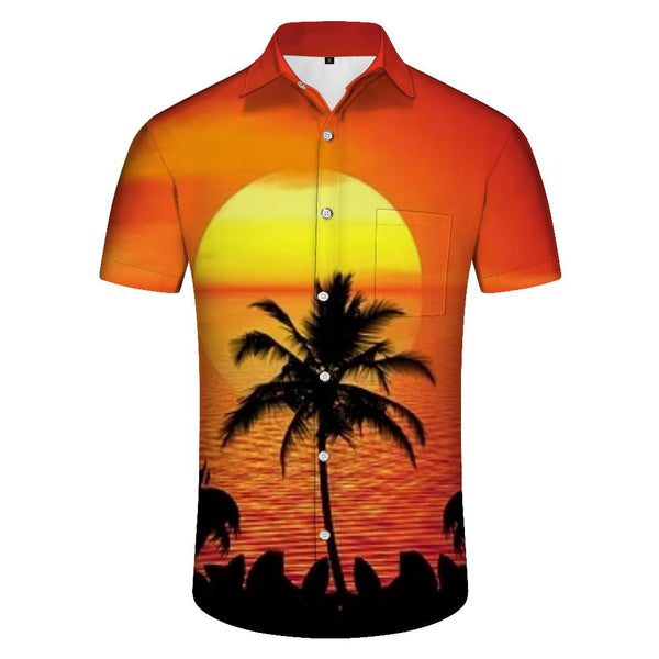 
Orange Sunset Mens Vintage Hawaiian Shirt Short Sleeve Button Down Tropical Summer Vacation Top
                