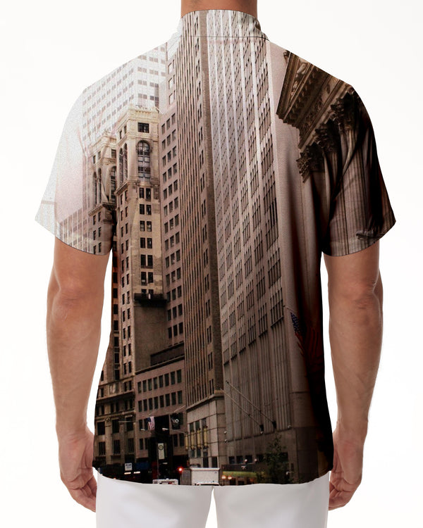 
Empire State Building Print Men's Front Pocket Hawaiian Shirt Casual Button-Down Short Sleeve Beach Shirt
                