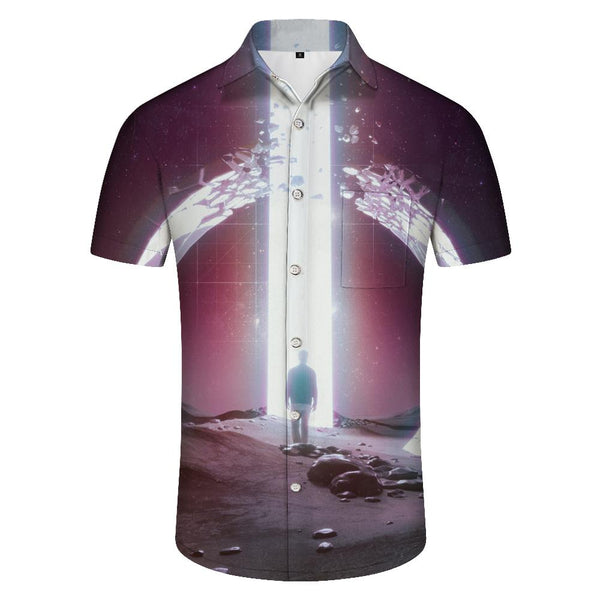 
Mysterious fantasy gate 3d print pattern men's short-sleeved shirt Hawaiian button tropical style
                