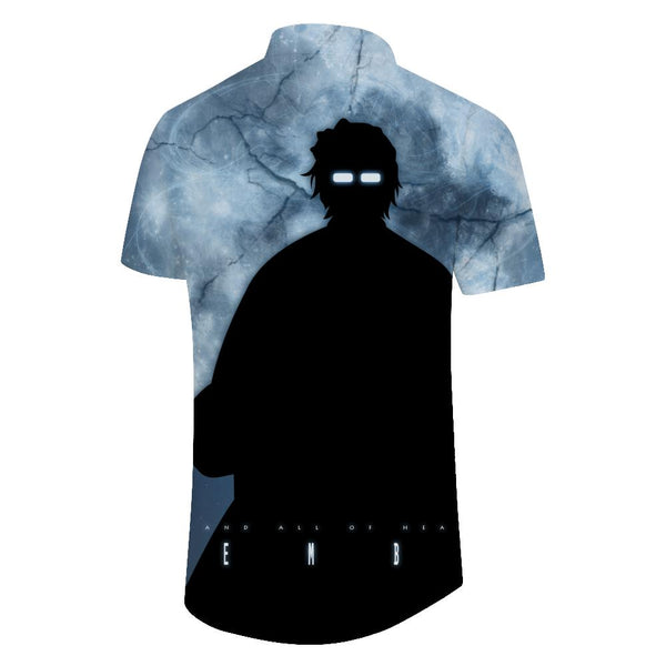 
Japanese anime silhouette Hawaii 3D print pattern men's casual beach vacation short-sleeved shirt top
                